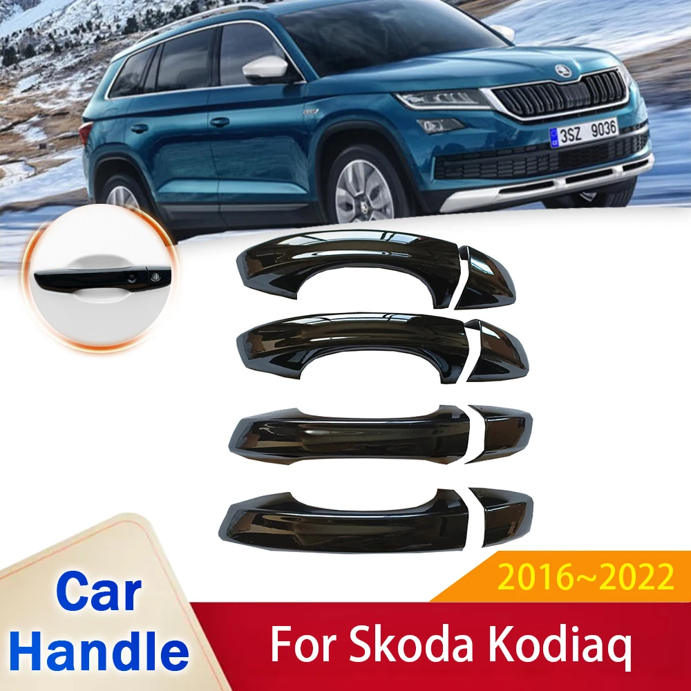 for Skoda Kodiaq NS7 2016 2017 2018 2019 2020 2021 2022 Gloss Black Door Handle Cover Sticker Car Styling Protective Accessories