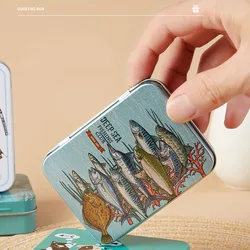 Cartoon Rectangular Tin Tobacco Flip Cover Case Small Card Fishing Tool Storage Box Packaging Iron Box Hairpin Jewelry Metal Box