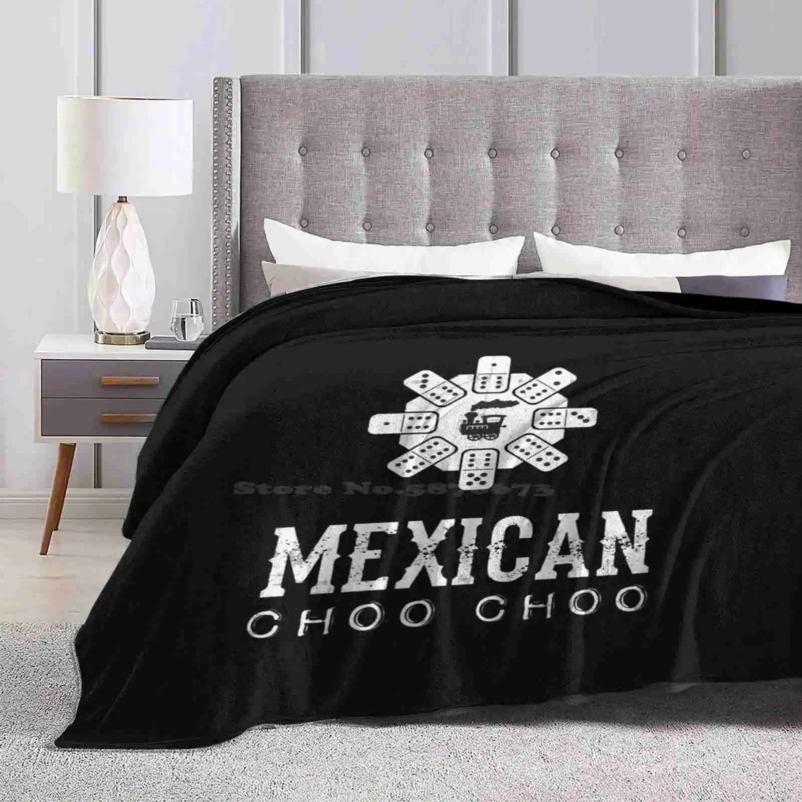 Mexican Train Choo Choo Mexican Dominoes Fashion Soft Warm Flannel Blanket Activity Play Mexican Game Win Choo Dominoes Tile