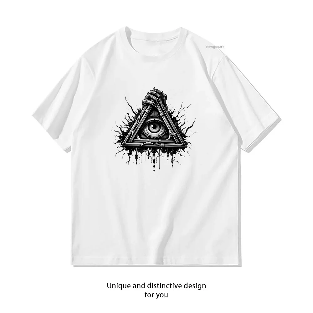 All Seeing Eye Pyramid T-Shirt Design  Casual Cotton Short Sleeve Tee for Men Women