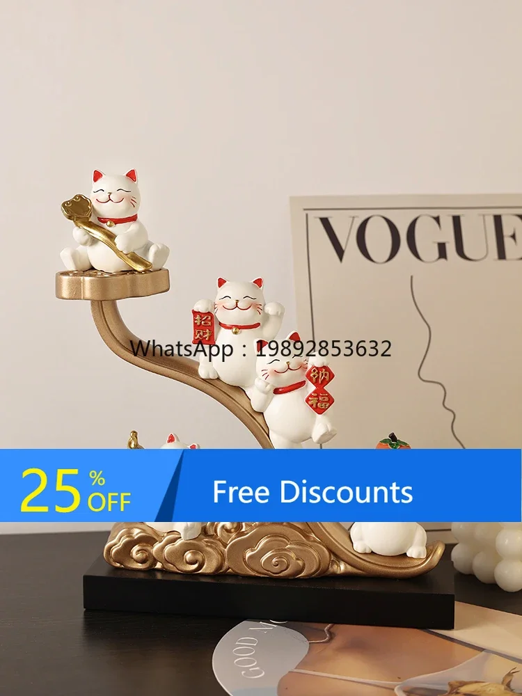 4-9Five Blessings Lucky Cat Ornament Home Living Room Wine Cabinet TV Cabinet Decoration