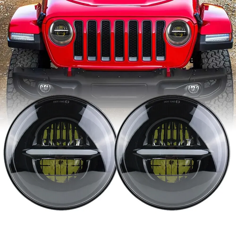 

For J-eep Wrangler JK TJ CJ JKU Pair 7'' 50W LED Hi/Lo Headlight DRL Turn Signal