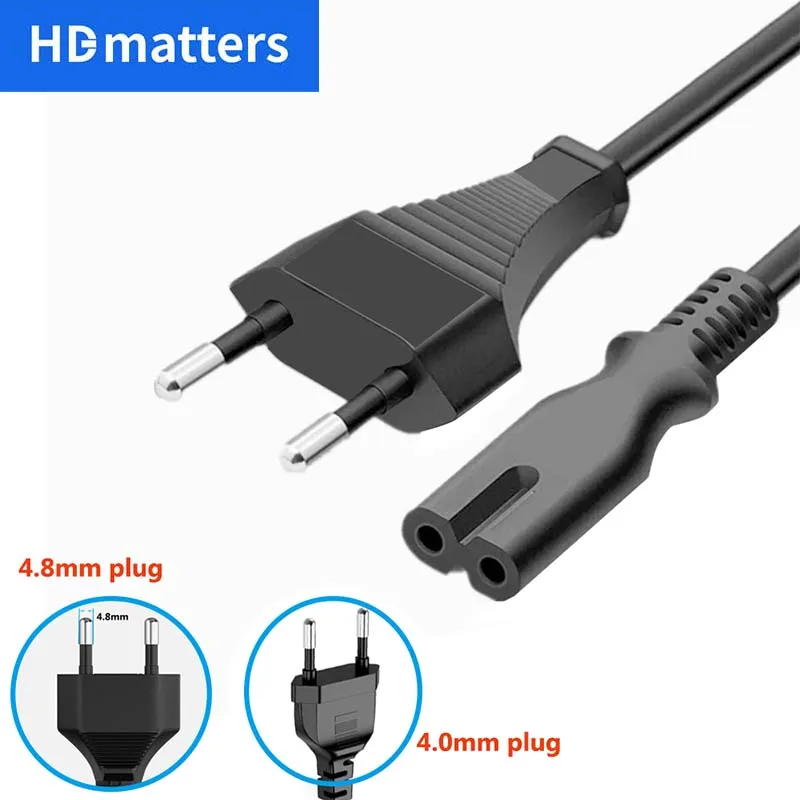EU Power Cord 4.8mm/4.0mm Korean European AC Power Cable to EC 60320 C7 Figure 8 Power Cable for PS4 PS5 HDTV Camera Printer