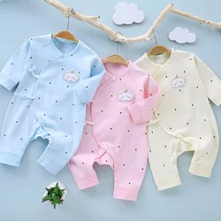 Rompers de algodão de manga comprida do bebê, roupas de hospital, menino recém-nascido Onesies, 0-6 meses, primavera, outono