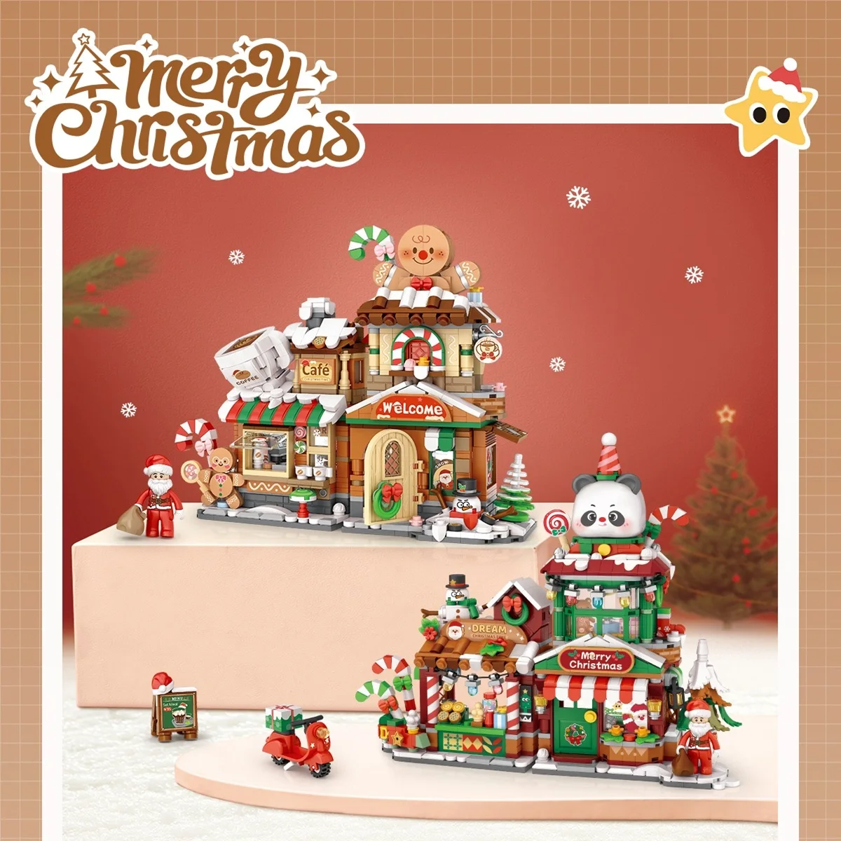 LOZ Casa de pan de jengibre navideña, bloques de construcción DIY, juguetes de ensamblaje de Papá Noel, adornos de escritorio de regalo de Navidad para niños