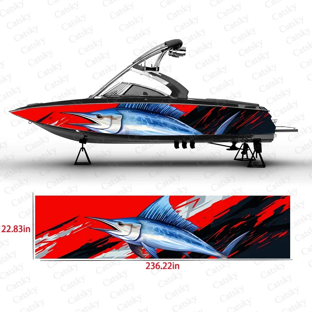 marlin swordfish geometric irregular shapes Boat Stickers Vinyl Boat Wrap for Console Deck Boat Fishing Platform Decal Sticker