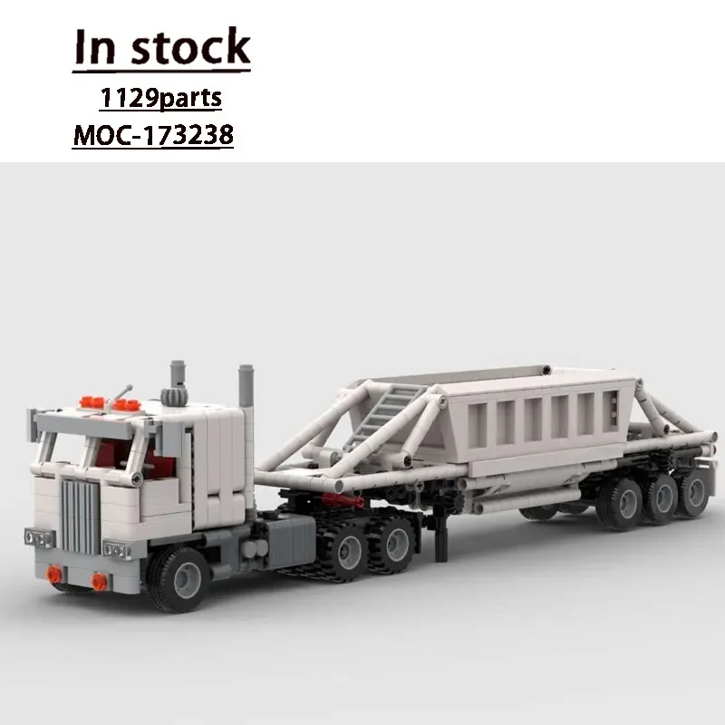 MOC-173238 Classic Cargo Hopper Trailer Building Block Model, 1129 Parts, Birthday and Christmas Toy for Boys and Children