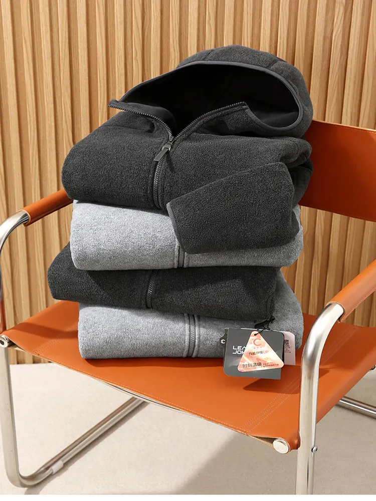 

Thiened Double-sided Fce Hooded Casual Jaet for Men Warm Faionable Urban Sle Stand Fit Autumn Winter Outerwear