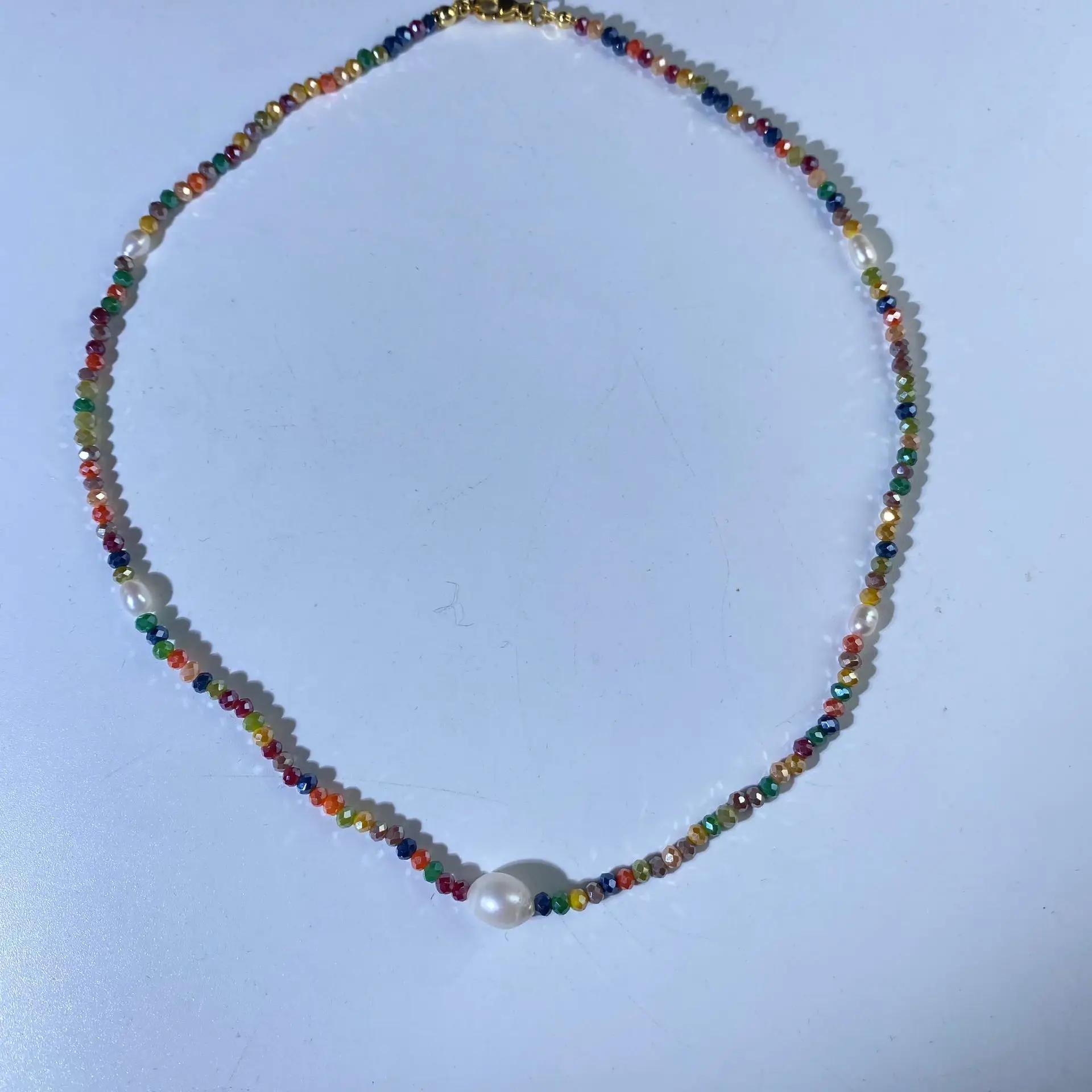 Colorful Crystal Natural Freshwater Pearl Necklace Fashion Choker Women Beads Chain Necklaces Jewelry Charm Trendy Gifts image 6