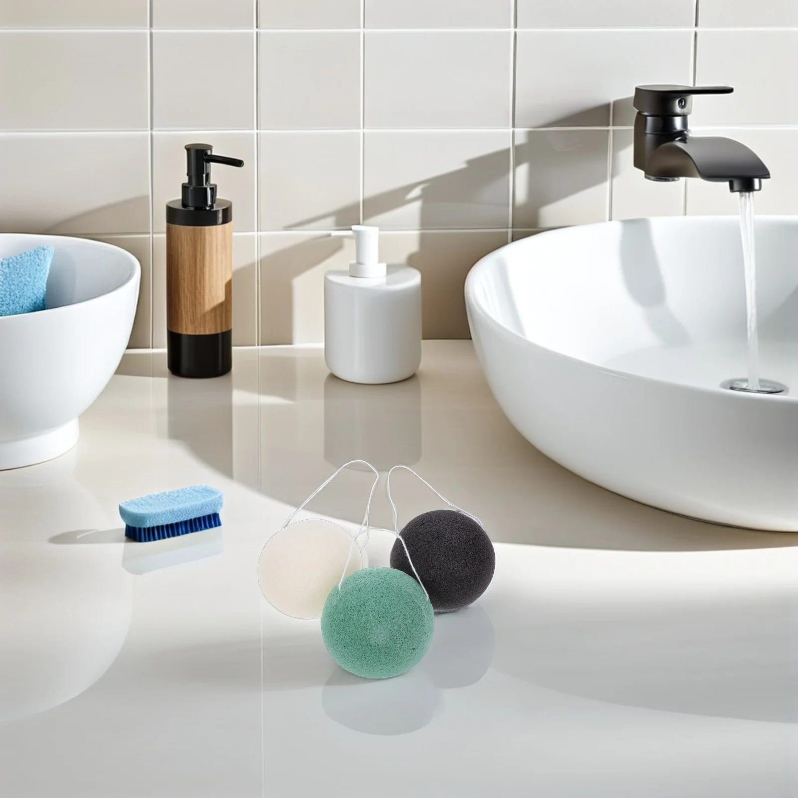 

6Pcs Round Konjac Sponges Face Washing Puff Natural Facial Care Black Green White Cleansing Sponge Gentle for Daily Exfoliating