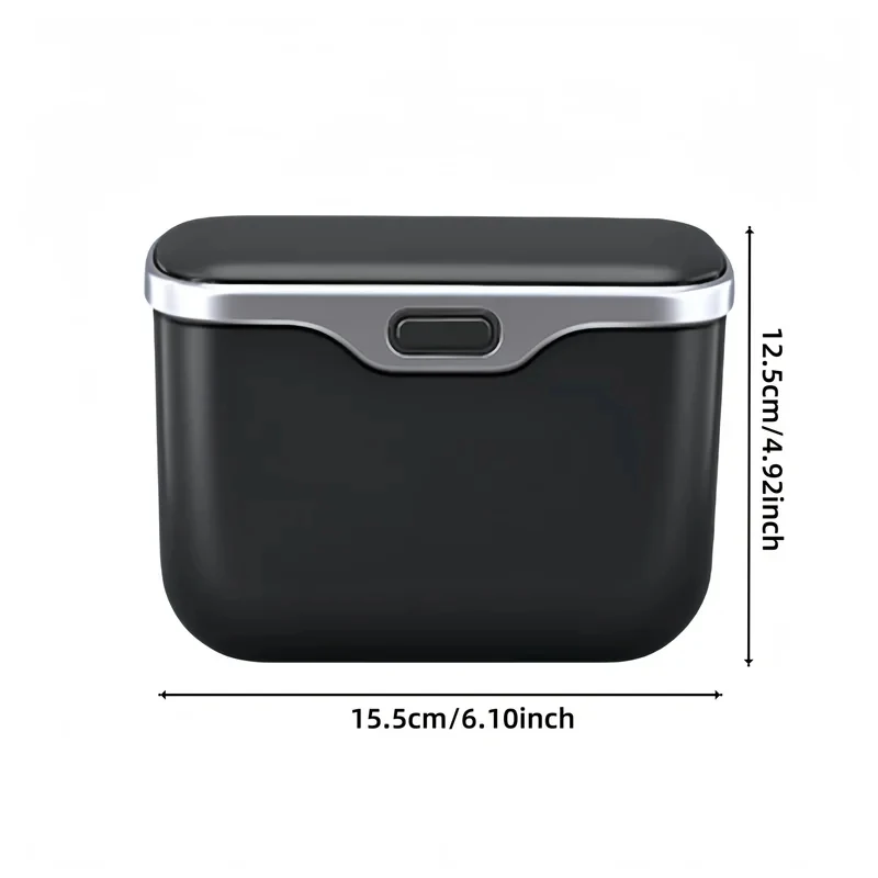 Multifunctional Car Trash Can with Lid Button Hanging Storage Bin Wet Dry Use Auto Interior Accessories Organizer Box view 3