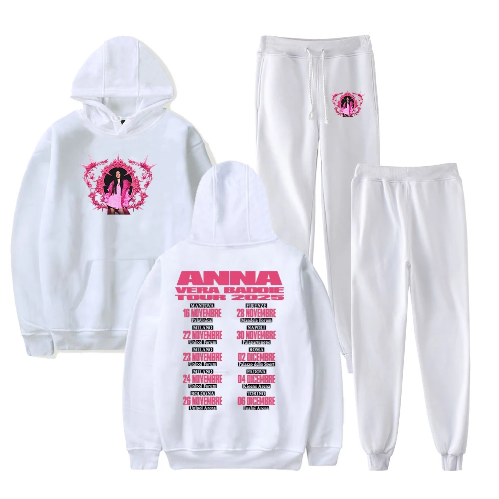 GF Anna Vera Baddie Tour 2025 Anna Pepe Hoodies Jogger Calças Conjuntos de duas peças Moletons + Calças de moletom Conjunto masculino feminino
