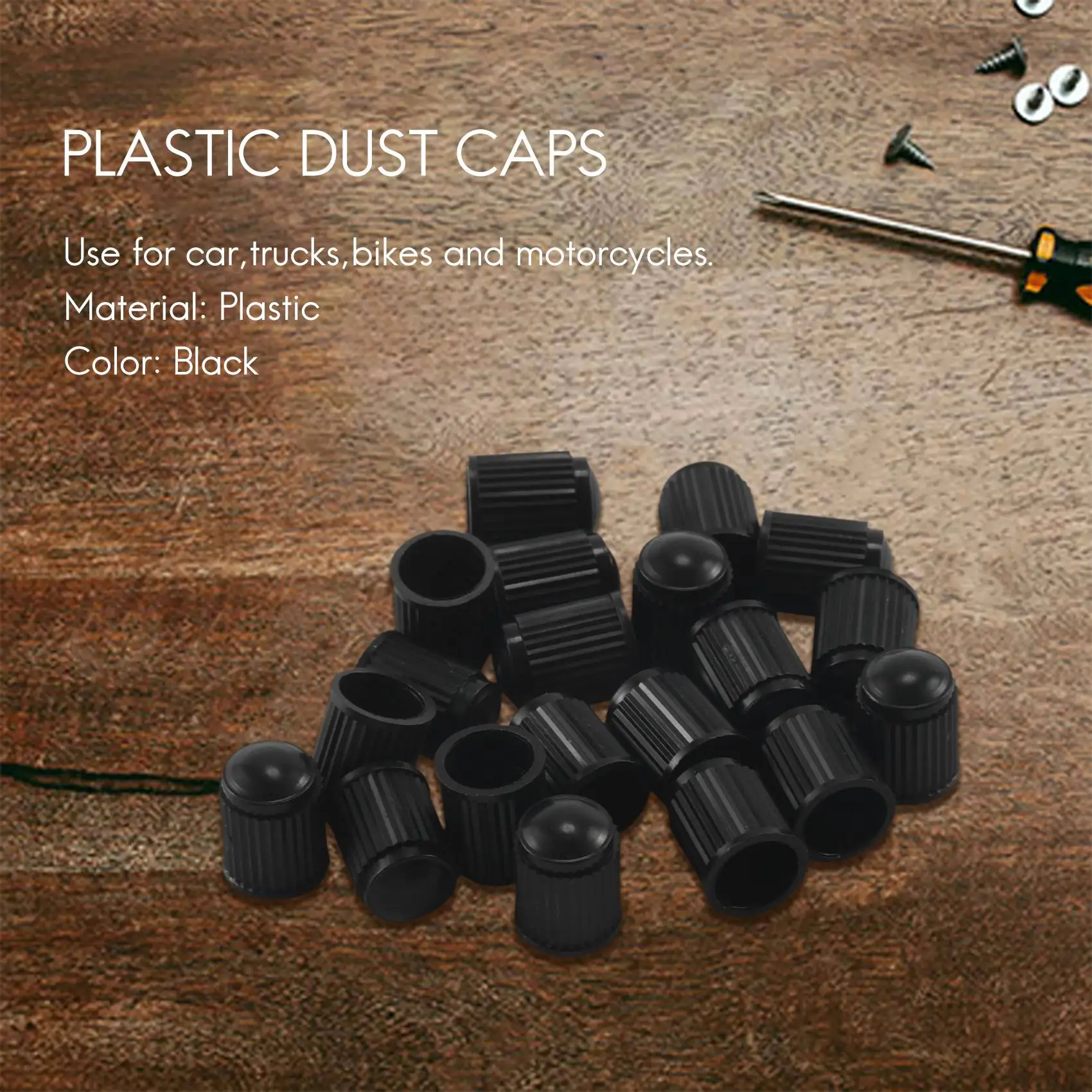 20pcs Plastic Bike Bicycle Valve Dust Caps Car Van Motorbike Tyre Tubes Black