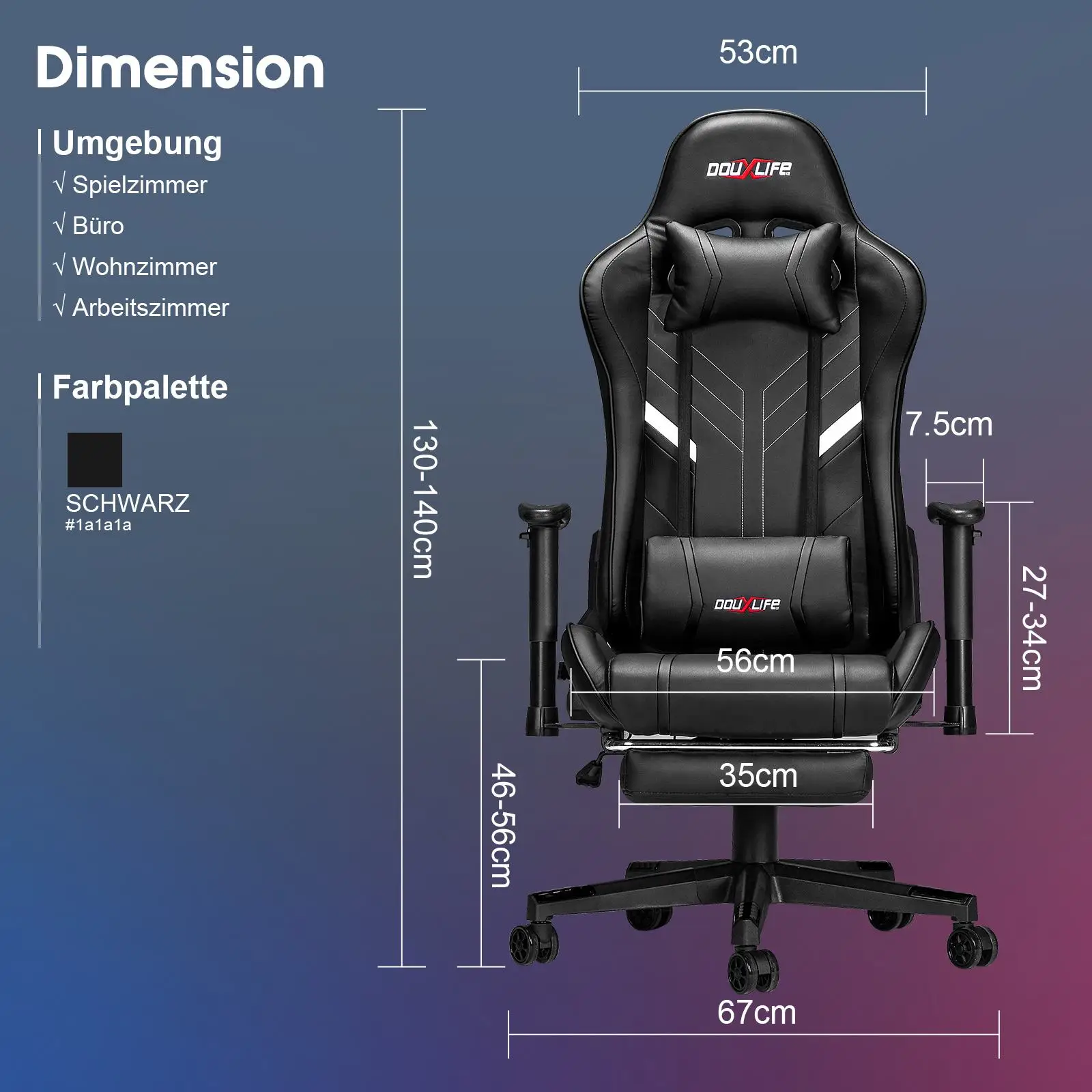Cadeira ergonômica do escritório do couro do plutônio com apoio lombar com pés, cadeira giratória do jogo, executivo, escritório, computador, tarefa moderna, giratória