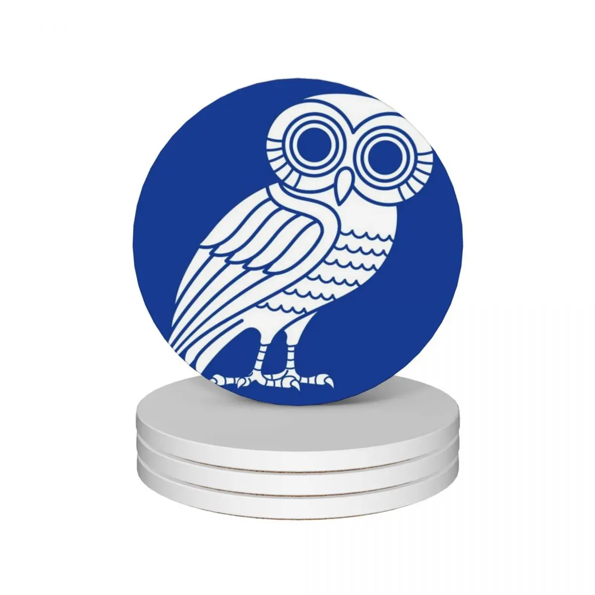 

Athenian Owl #1 Ceramic Coasters (Set of 4) pot mat for dishes coffee cup stand Coasters