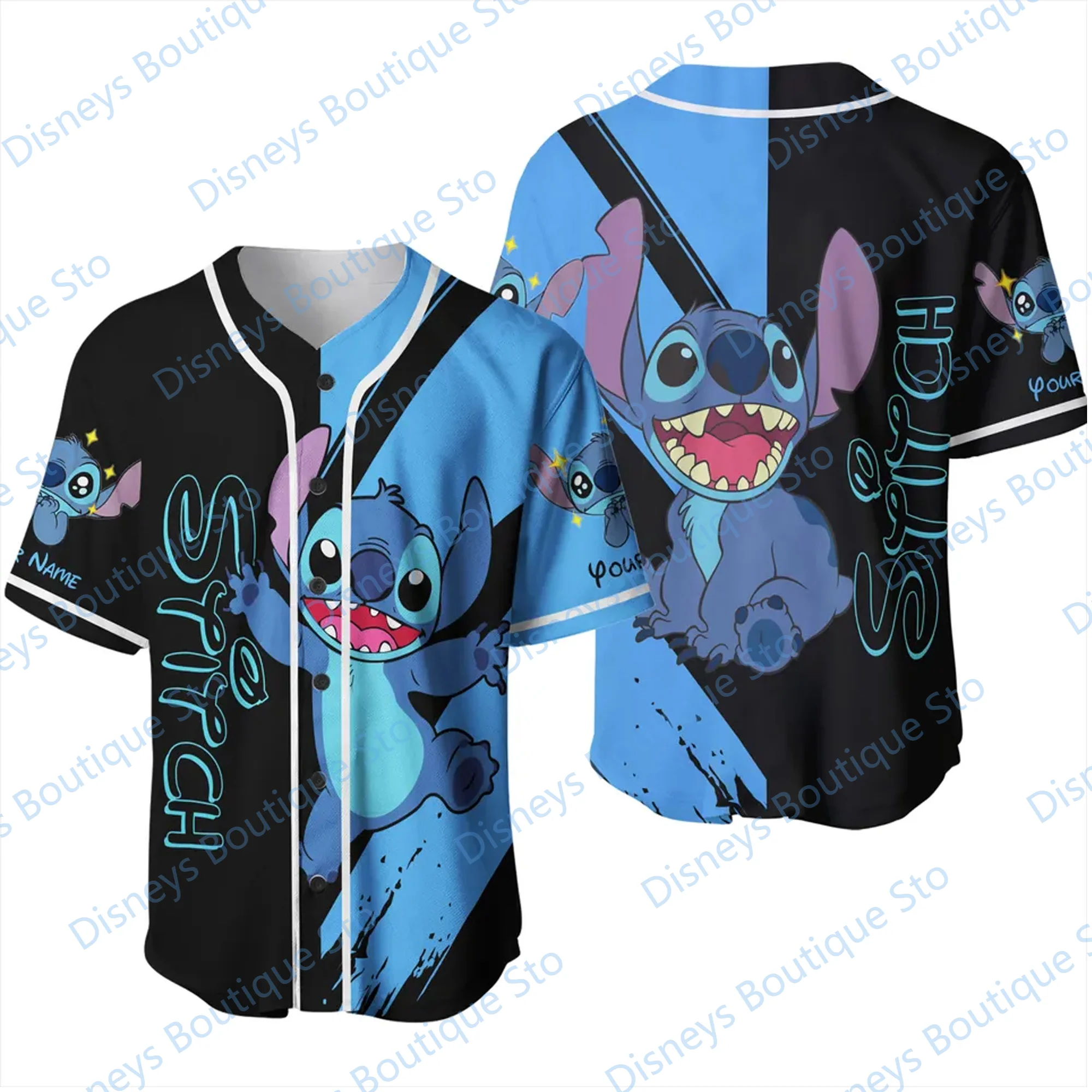 2024 New Arriavl Cartoon Cute Stitch Baseball Jersey Casual Vacation Sports Outfits Oversized Baseballs Shirt For Adult/Kids