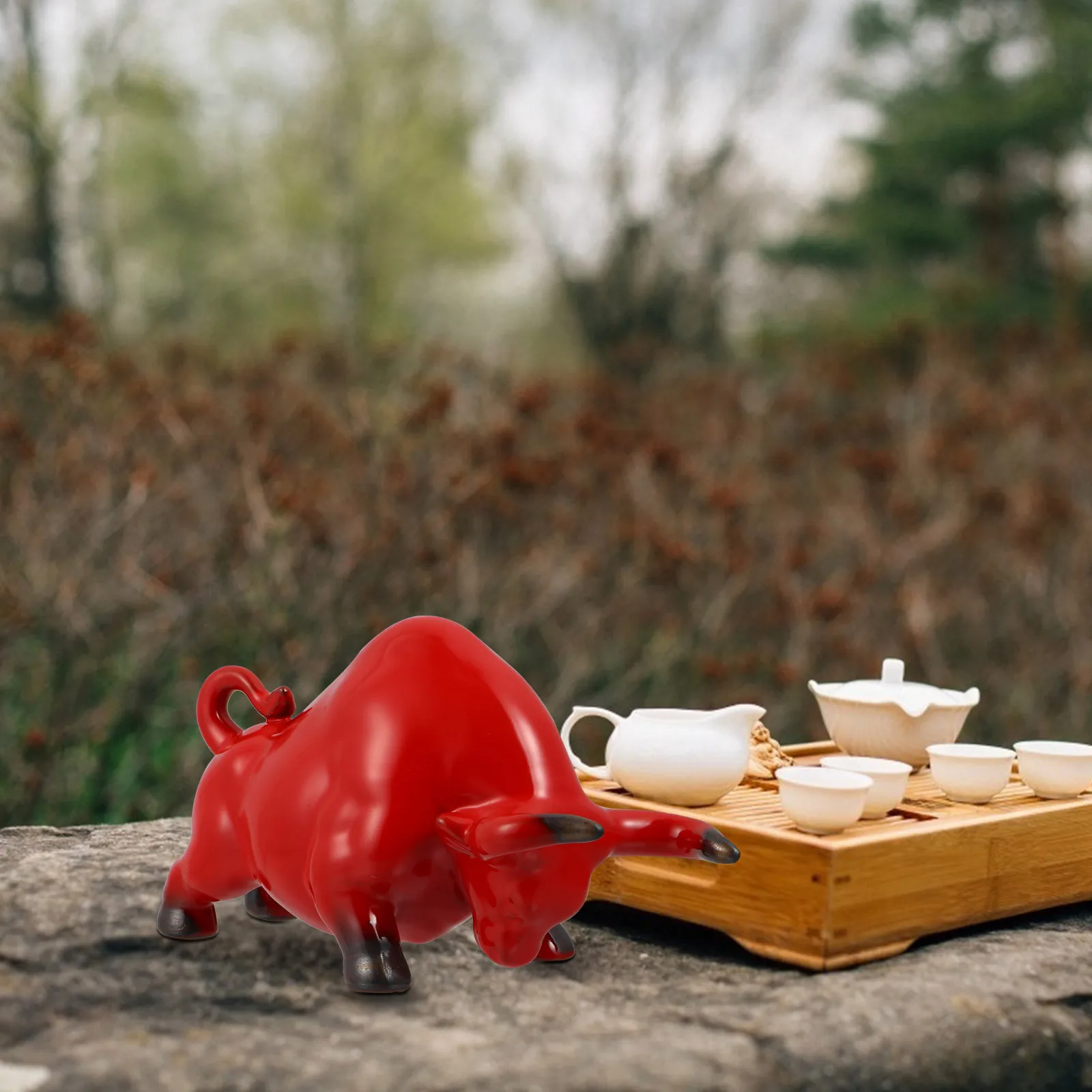 

Zisha Bull Tea Pet Ware Arrangement Kungfu Tray Decoration Ceramic Statue Ceremony Chinese Figurine