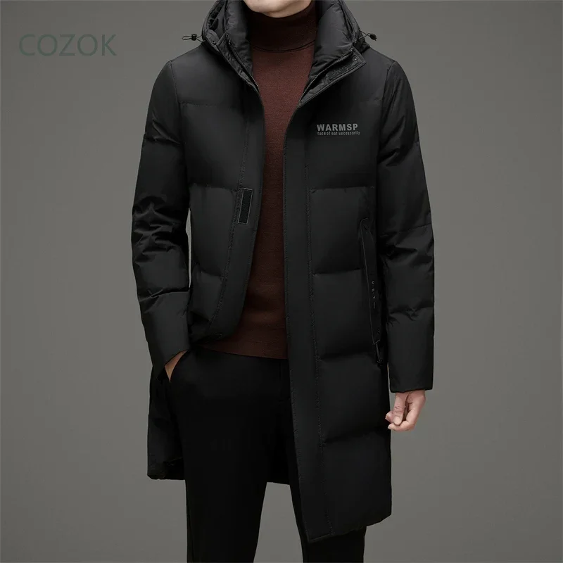 COZOK Removable Hat Men's Down Jacket Designer Clothes Men Duck Down Long Padding Padded 2024 Winter Jacket for Men Male Coat