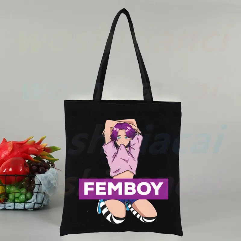 Femboy Fairycore 90s Canvas Bag Women's Shoulder Bag Fashion Cotton Shopping Shopper Ladies Hand Bags Tote Bags