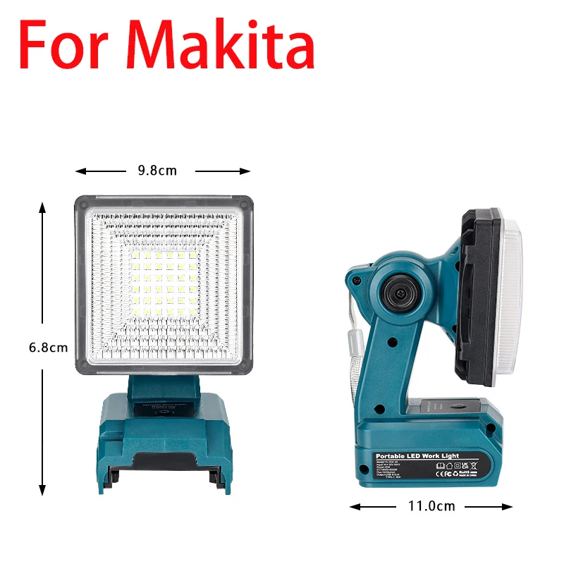 

15W Rechargeable Cordless Work Light LED for Makita 18V Battery Portable Camping Lights for Work Sites Camping and Emergencies
