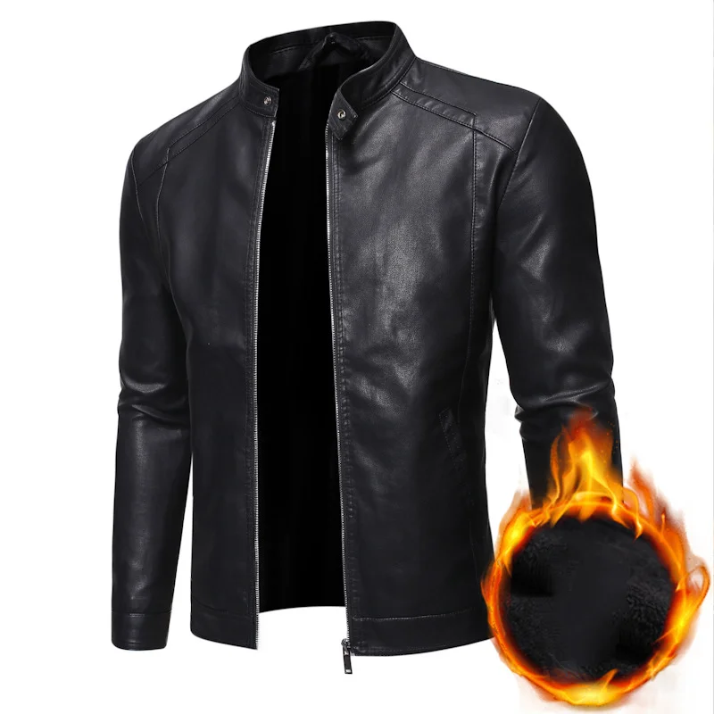 2023 Autumn Men Jacket Stand Collar Motorcycle Leather Jackets Coats Casual Pu Jacket Male Chaqueta Cuero Hombre