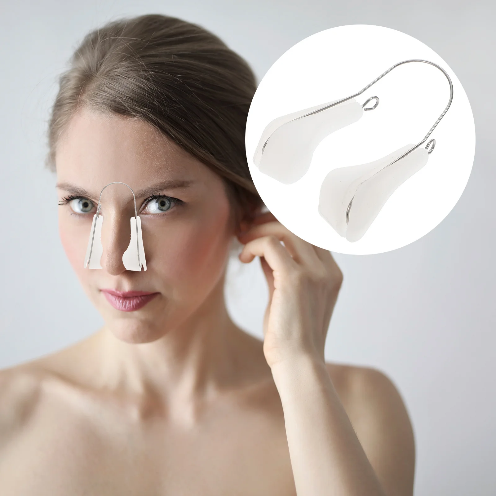 

2pcs Silicone Bridge Straightener Portable Nose Shaper Clip For Flat Nose Correction Lightweight Beauty Supply Face Beauty Tool