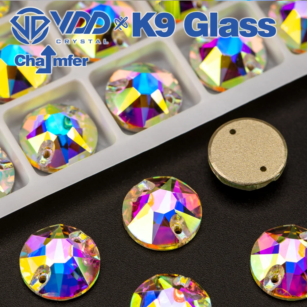 VDD 8 Big 8 Small AAAAA Top Quality K9 Glass Sew On Rhinestone Sewing Crystal AB Flatback Strass For Craft Clothes Wedding Dress