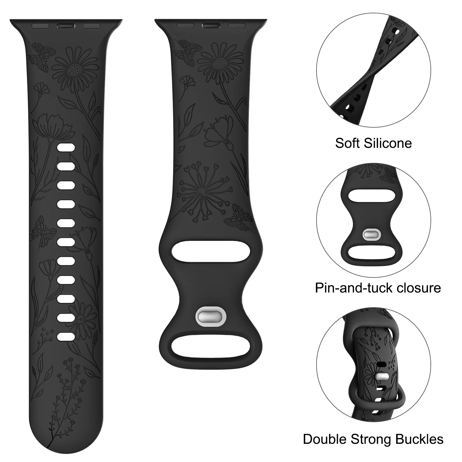 Silikonowy pasek do zegarka Butterfly, do Apple Watch 40/44/41/49/45/38/42mm, kompatybilny z seriami Watch 10/9/7/SE/6/5/4/8/ultra.