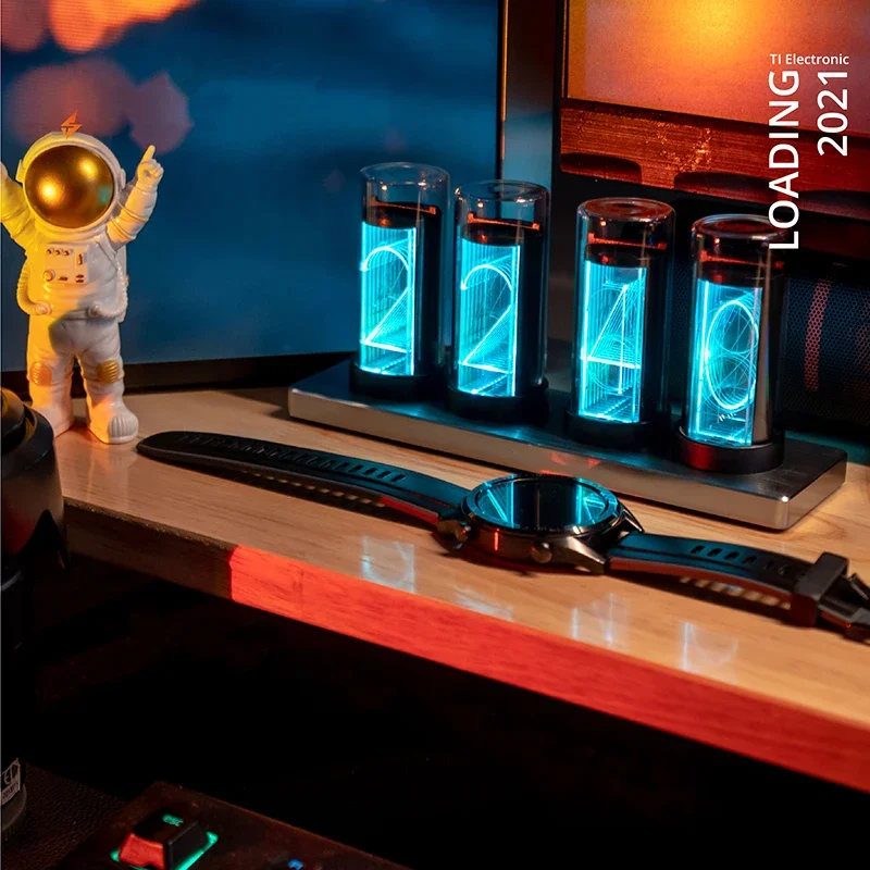 Digital Nixie Glow Tube Clock Metal Wood RGB Table Clock LED Silent Luxury Electronic Desktop Clocks Vintage Digital Watch Gift