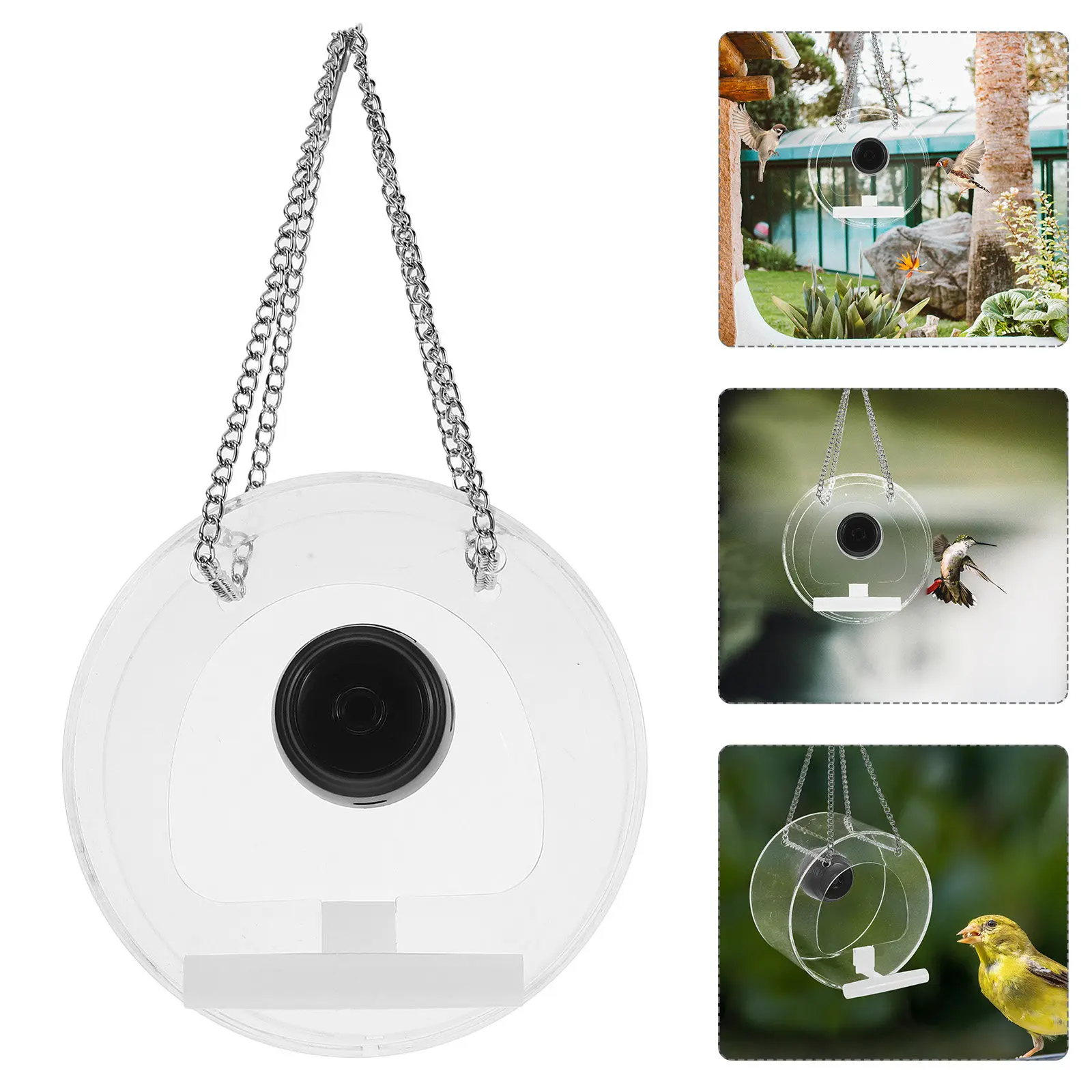 Bird Watching Camera Clear Plastic Feeder with Live Stream Food Tray Video Capture