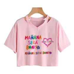 Women Manana Sera Bonito Cropped Tee Shirt Karol G Heart Crop Tops Tomorrow Will Be Nice Graphic T-shirt Funny Y2k TShirt Female