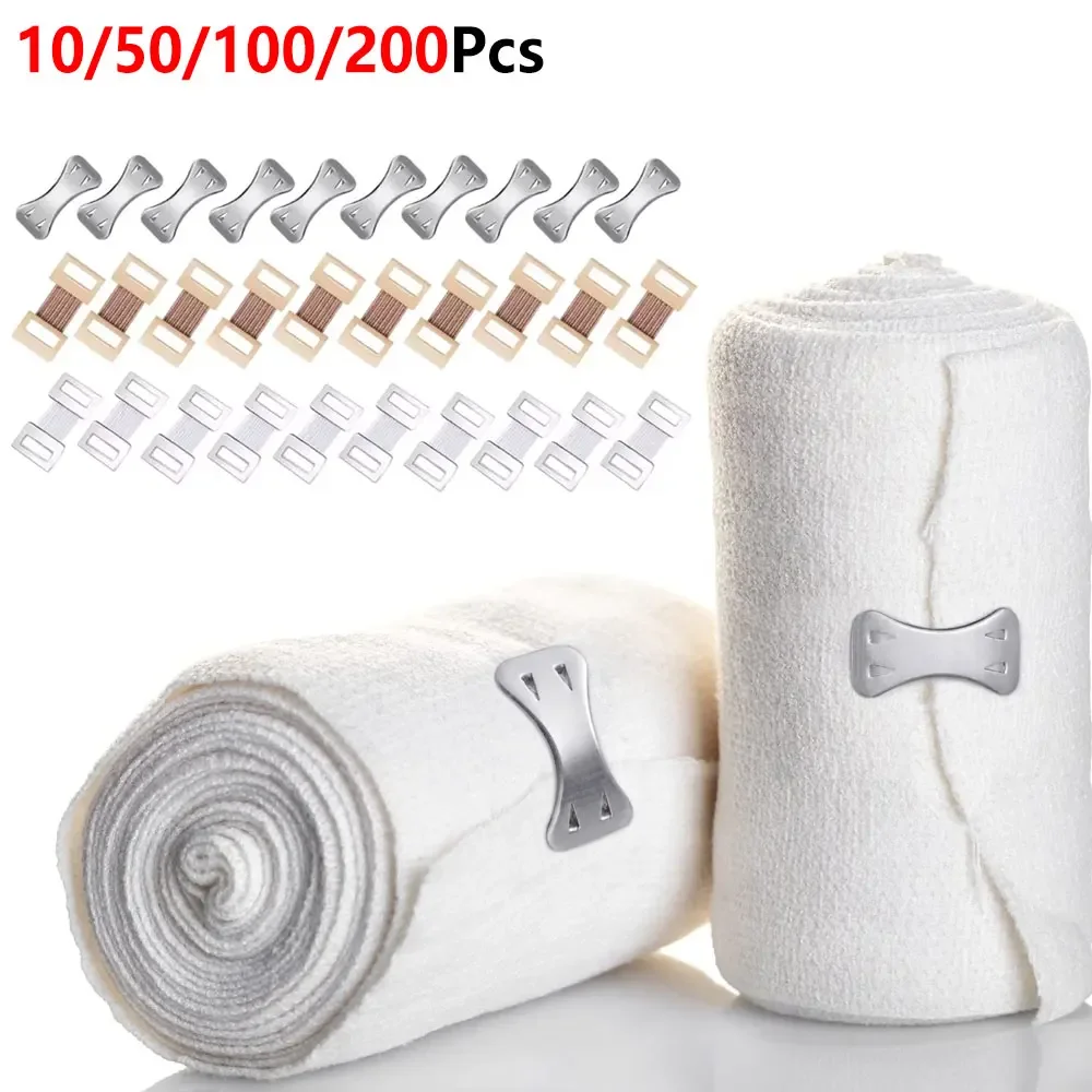 10/50/100/200Pcs Elastic Wrap Fastener Clips, Metal Bandage Clips Replacement Clasps, Portable Bandage Buckles Outdoor First Aid