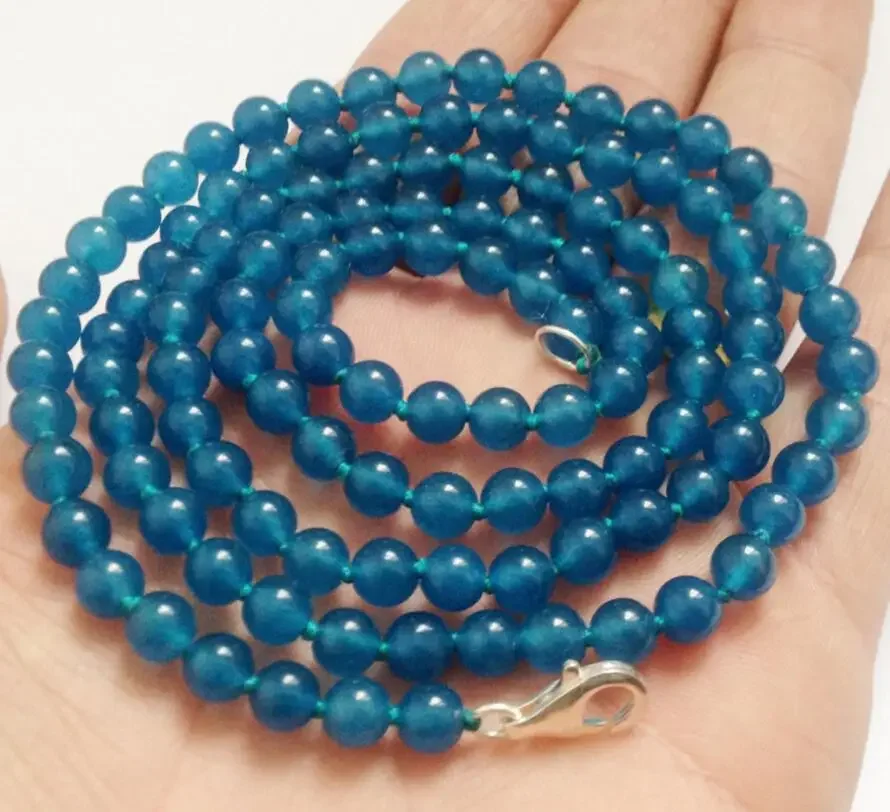 

LONG 32" 8mm Apatite Round Beads Fashion Necklace
