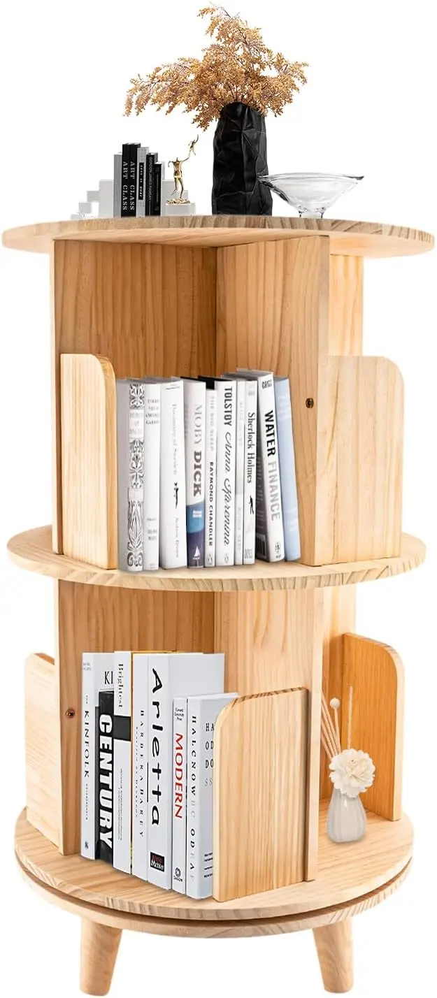 

2 Tiers Rotating Bookshelf 360 Display Floor Standing Bookcase Storage Ra For Kids & Adults Multi-Functional Bookshelf