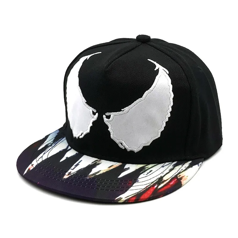 Anime Superhero Venom Hat Eddie Brock Wings Embroidered Baseball Cap Casual Sun hat Flat Brimmed Hat