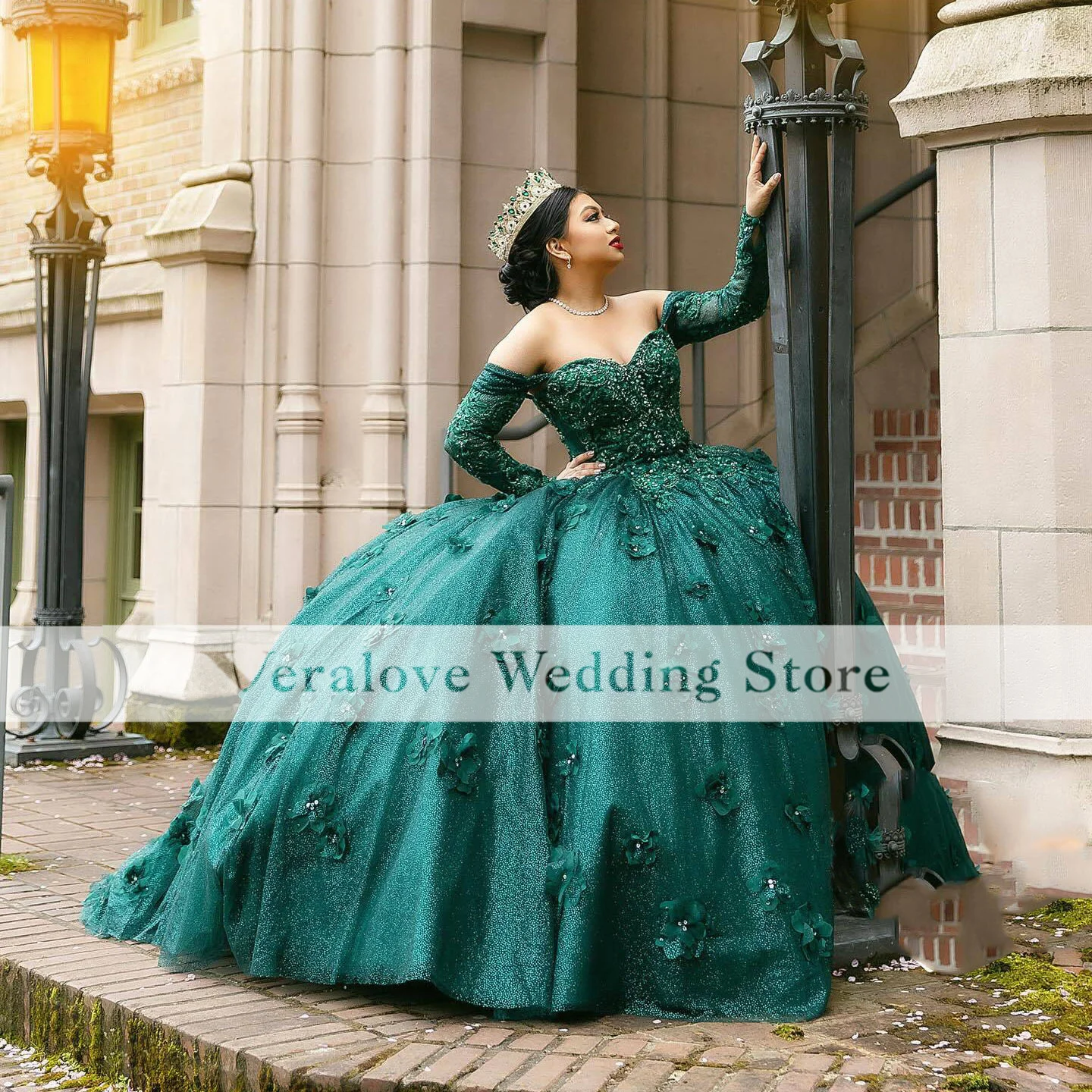 Vestido De baile verde De México para quinceañera, Apliques De encaje, dulce 16, fiesta De cumpleaños, 15 Años, 2024