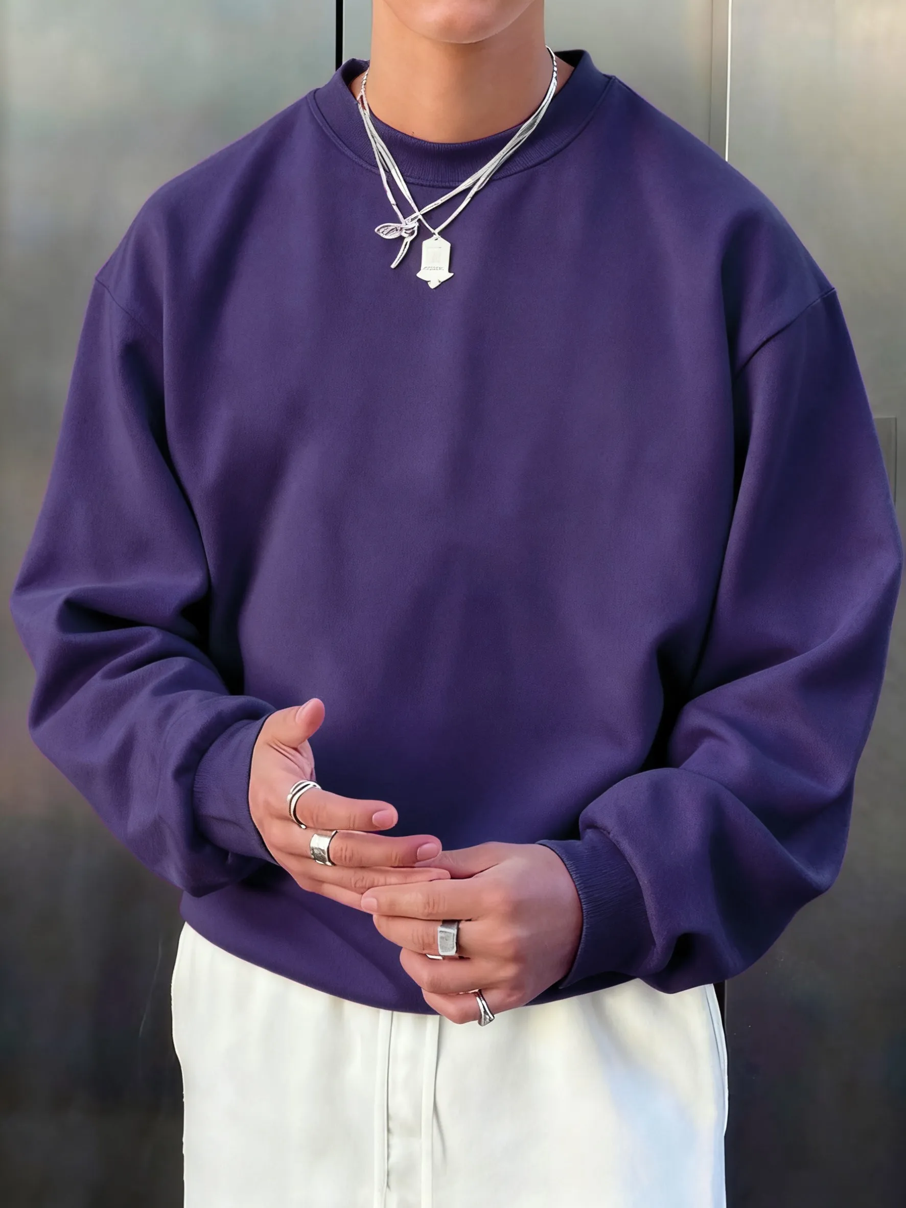 Herren-Fleece-Herbst-Top, Street-All-Match-Pullover, bequeme Basics, Sweatshirts, Sport, Freizeit, Sportbekleidung, tägliche weiche Kleidung – Detail 24