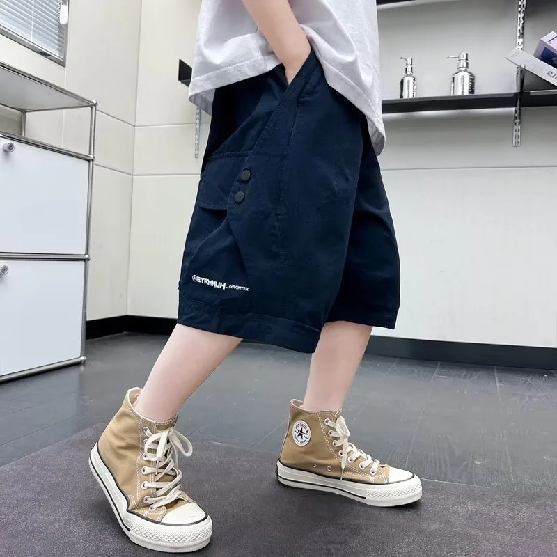 

Boys' summer thin casual loose shorts wearing stylish and handsome pants children's work pants 14 year old boys 5/4 shorts