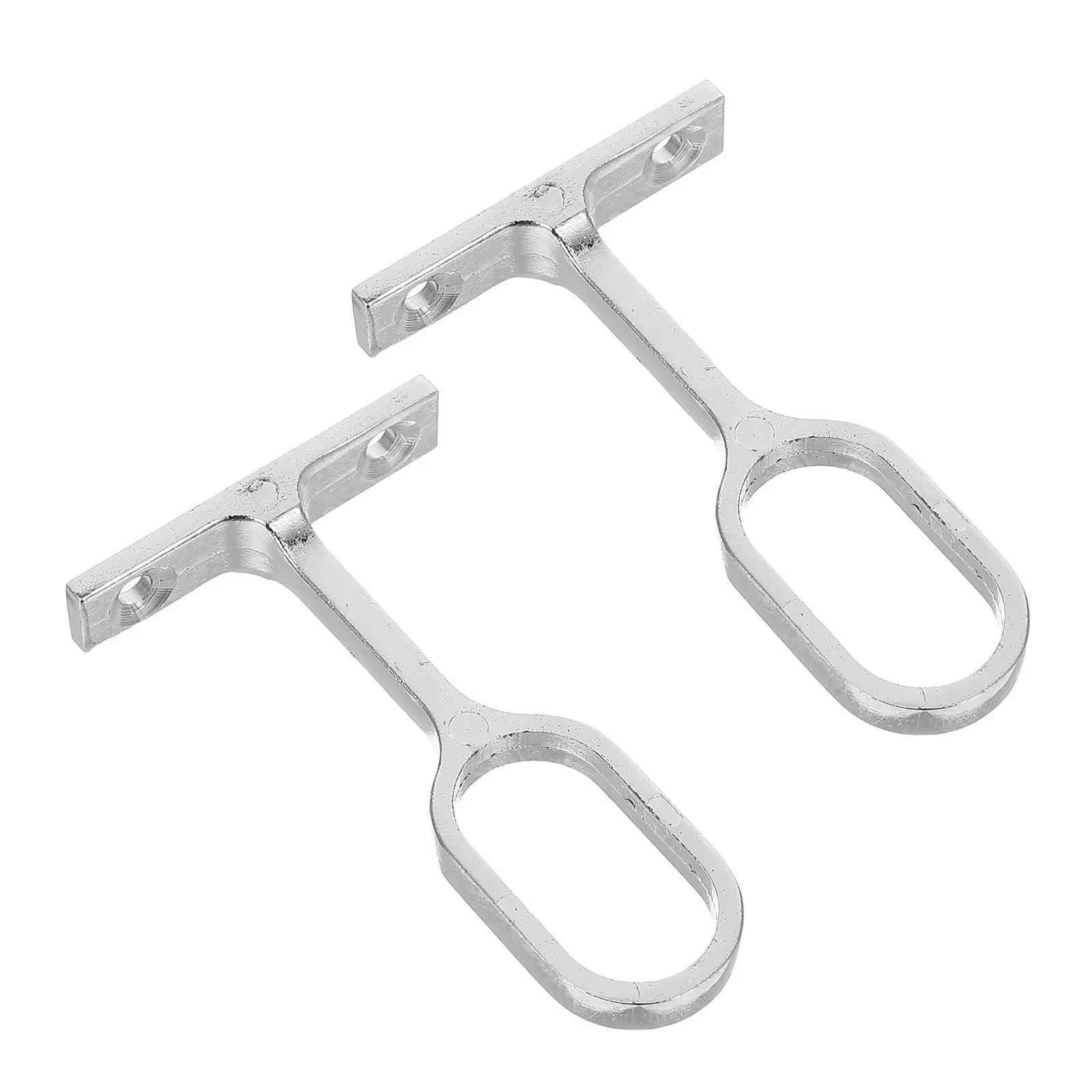 2Pcs Wall Mount Closet Rod Support Brackets Stainless Steel Oval Full-Through Base Heavy Duty Bedroom Wardrobe Rail Holders
