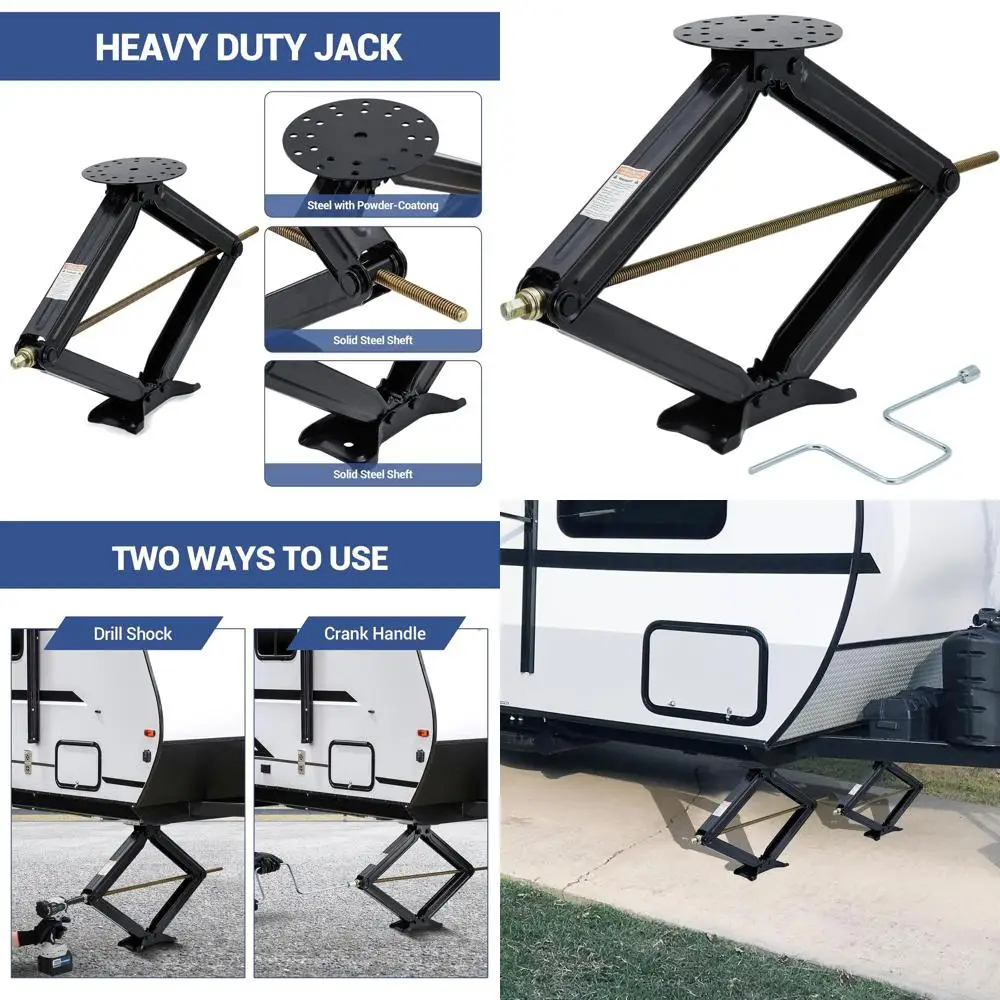 

Портативный ножничный домкрат грузоподъемностью 7500 фунтов для автодомов, выдвижной на 30 дюймов, складной до 4,4 дюйма, с рукояткой для выравнивания и стабилизации кемпера