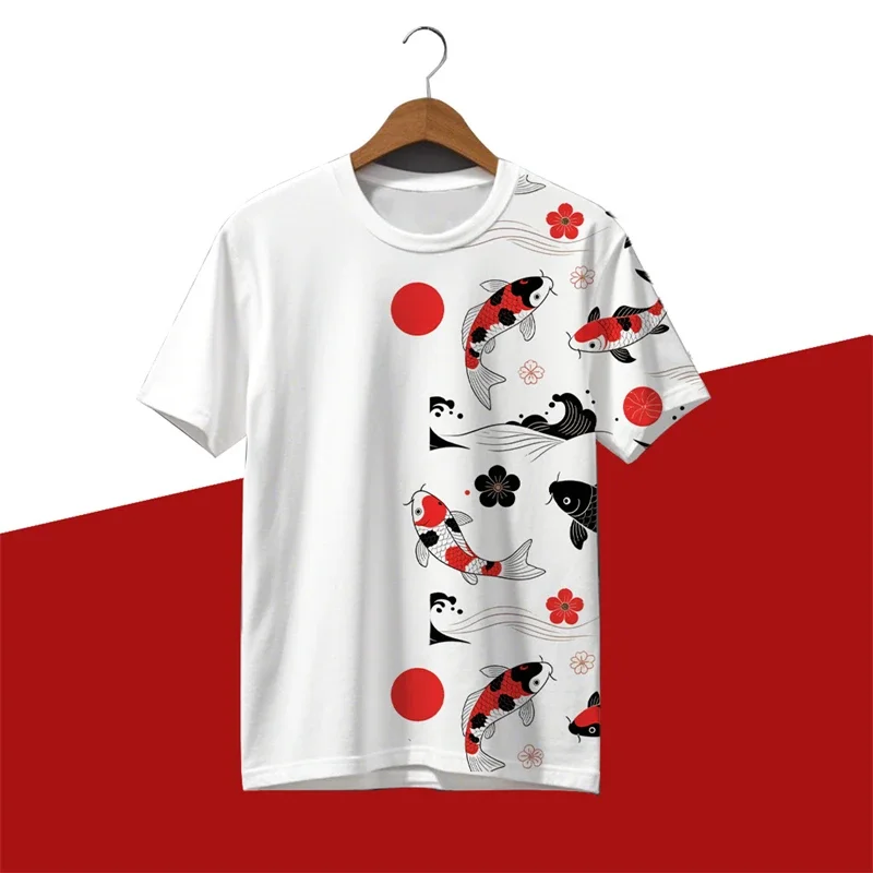 

Hot-selling Fashionable Koi Graphic T-shirt for Men, Summer Casual Short-sleeved 3D Printed Crew Collar T-shirt, Loose and Breat