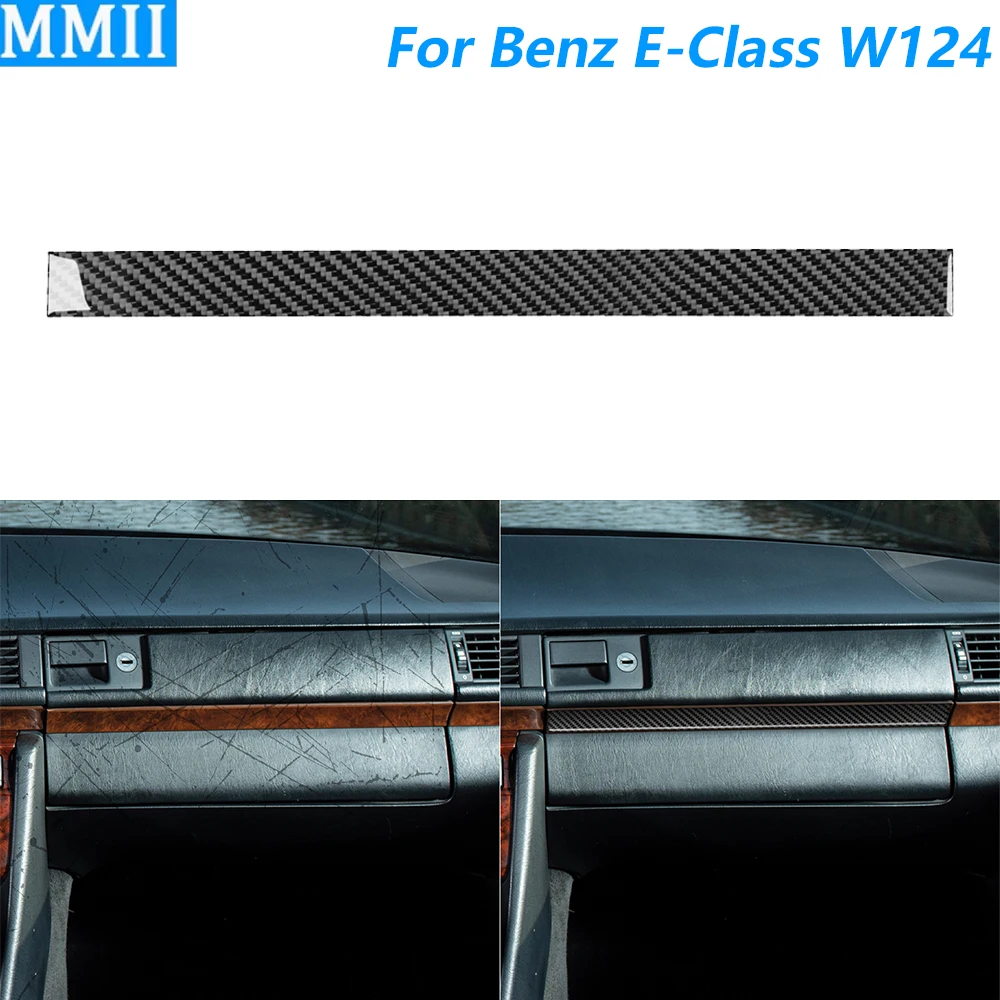 For Mercedes-Benz E-Class W124 1985-1996 Carbon Fiber Co-pilot Instrument Panel Trim Strips Car Accessories Decoration Sticker