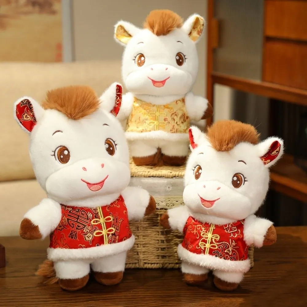 

Chinese Costume 2026 Horse Cute Mascot Stuffed Horse Kawaii Creative Zodiac Pony Figurine Home Decoration