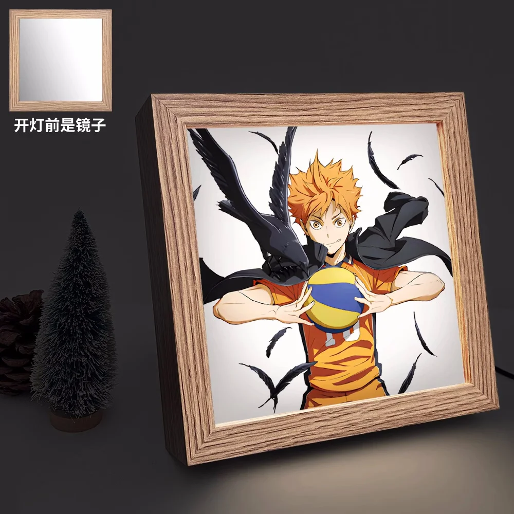 Anime Hinata Shoyo Tobio Kageyama Lamp Ornaments Desk Light Action Figure Wooden Kids Toys Brinquedos Gift 7915