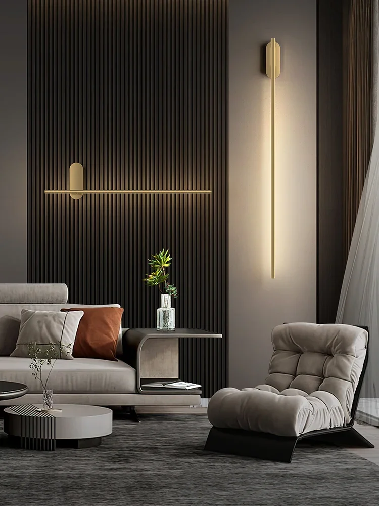 

Living room bedroom background wall all copper light luxury wall lamp