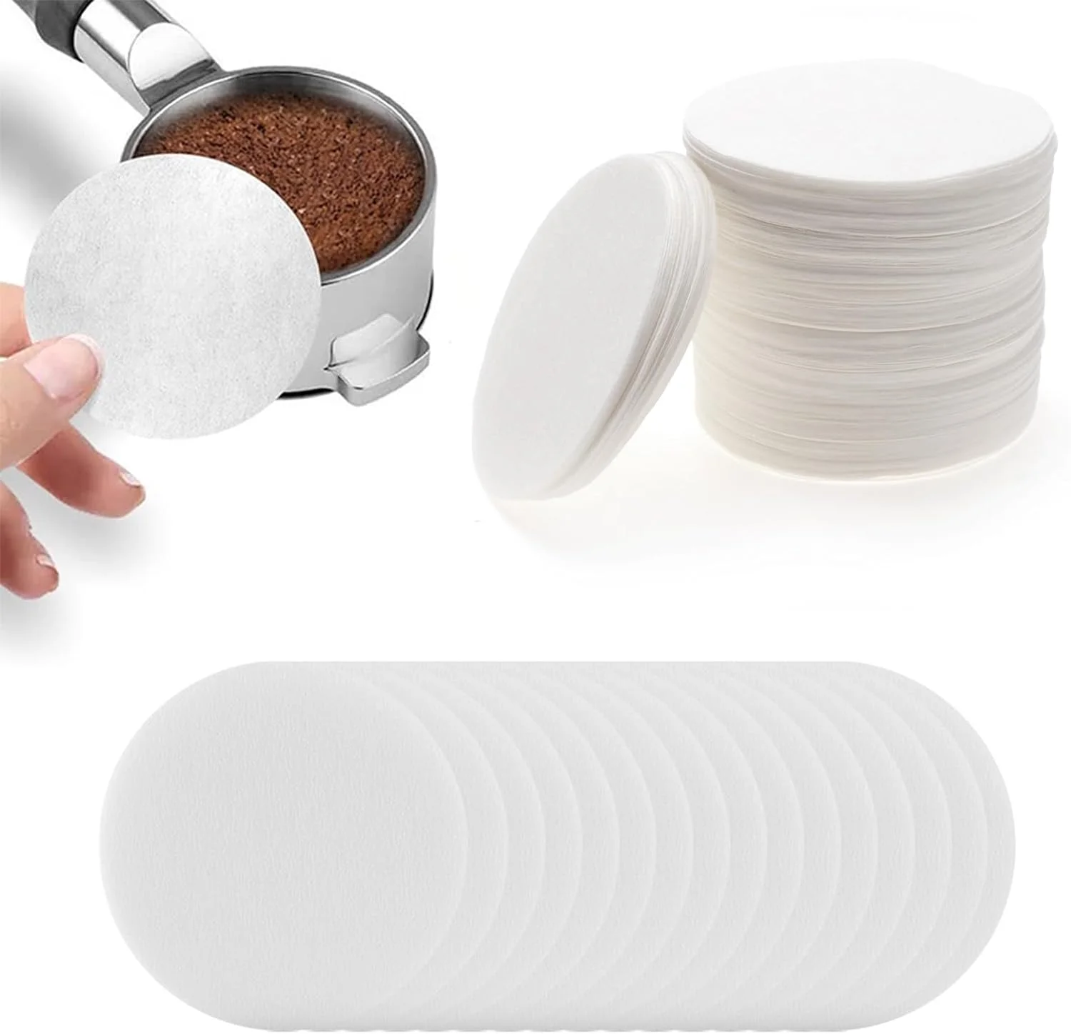 500 Stück Kaffeepapierfilter, 51 mm/54 mm ungebleichter Espressofilter Puck-Bildschirm Siebträgerpapier kompatibel mit Breville Barista,