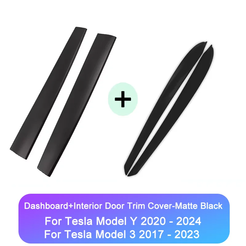 Heenvn Auto Dashboard Strip Afdekking voor Tesla Model 3 2023 Model Y Deur Trim Paneel Dashboard Trim ABS Carbon Beschermhoes Accessoires
