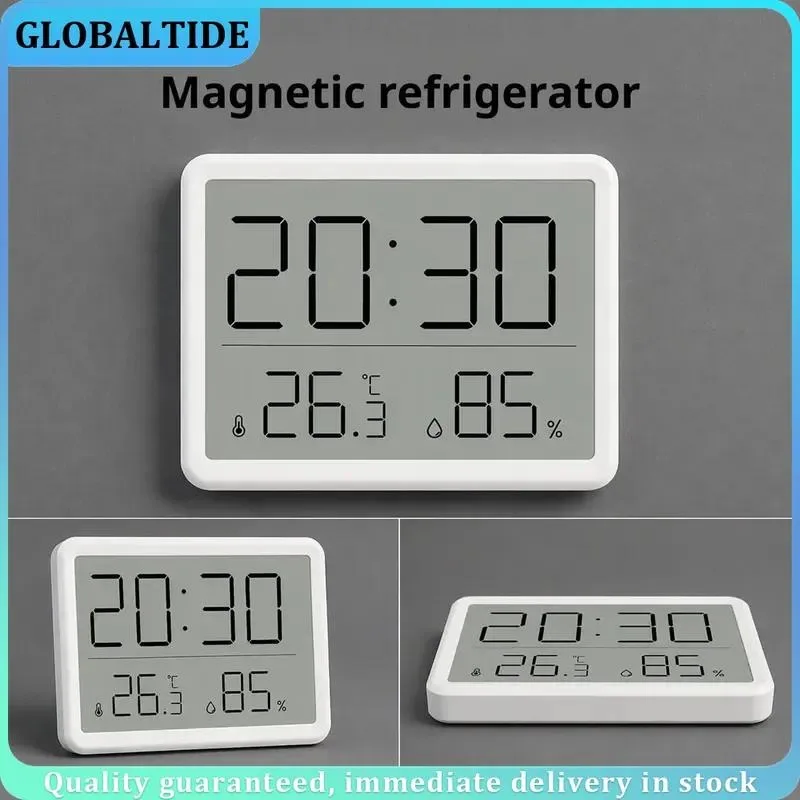 Large LCD Digital Thermometer Hygrometer Wall Clock Automatic Electronic Temperature Humidity Monitor for Room Home Office
