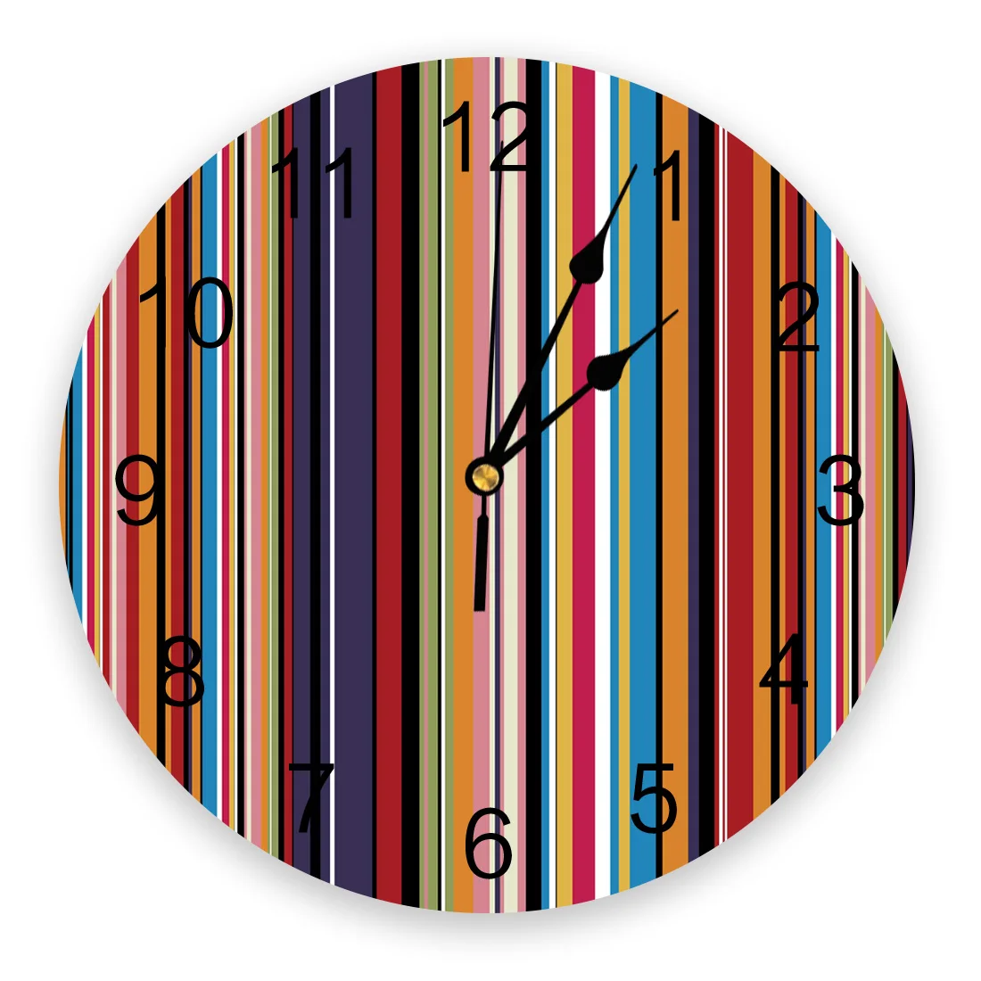 Mexico Style Colorful Stripes PVC Wall Clock Living Room Bedroom Wall Digital Clock Home Decore Wall Clock Modern Design