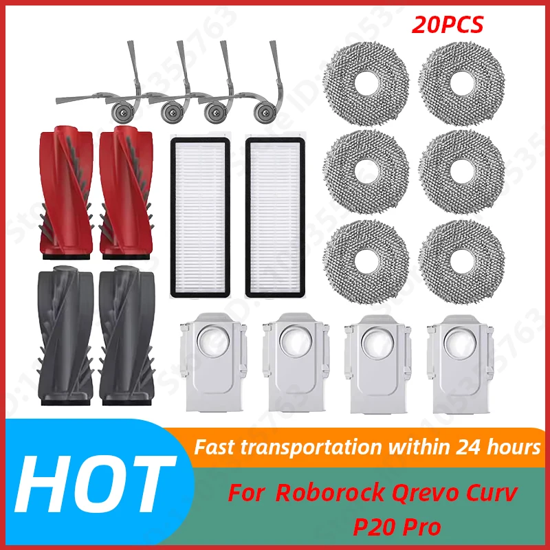 

Roborock Qrevo Curv / P20 Pro Robot Vacuum Cleaner Hepa Filter Mop Cloth Dust Bag Accessories Replacement Parts